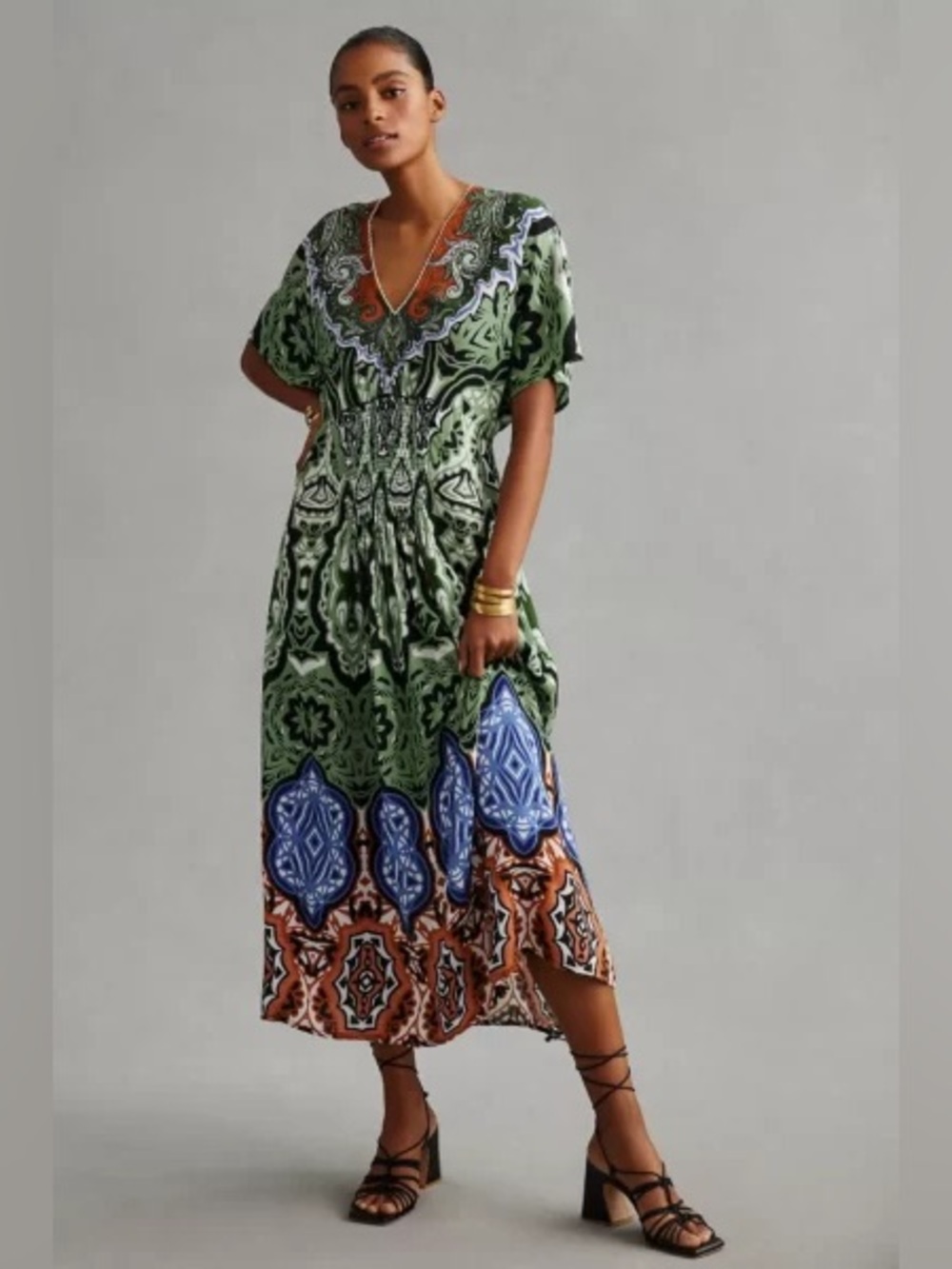 Anthropologie Blink London Tatiana Kaftan Midi Dress One Size Multicoloured